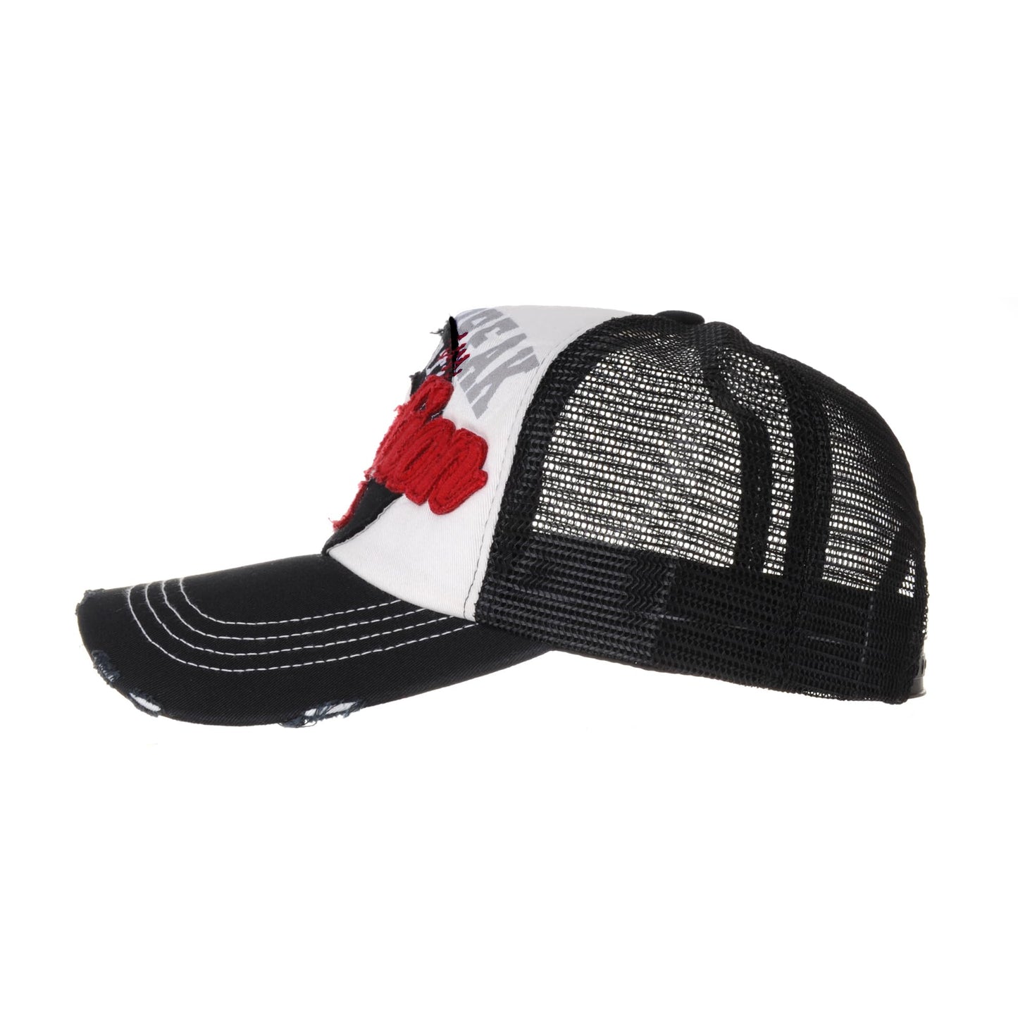 WITHMOONS Baseball Cap Vintage Style Mesh Distressed Washed Cotton Summer Dad Hat Trucker Cap Adjustable Star Patch for Men Women KR1185 (Black2)