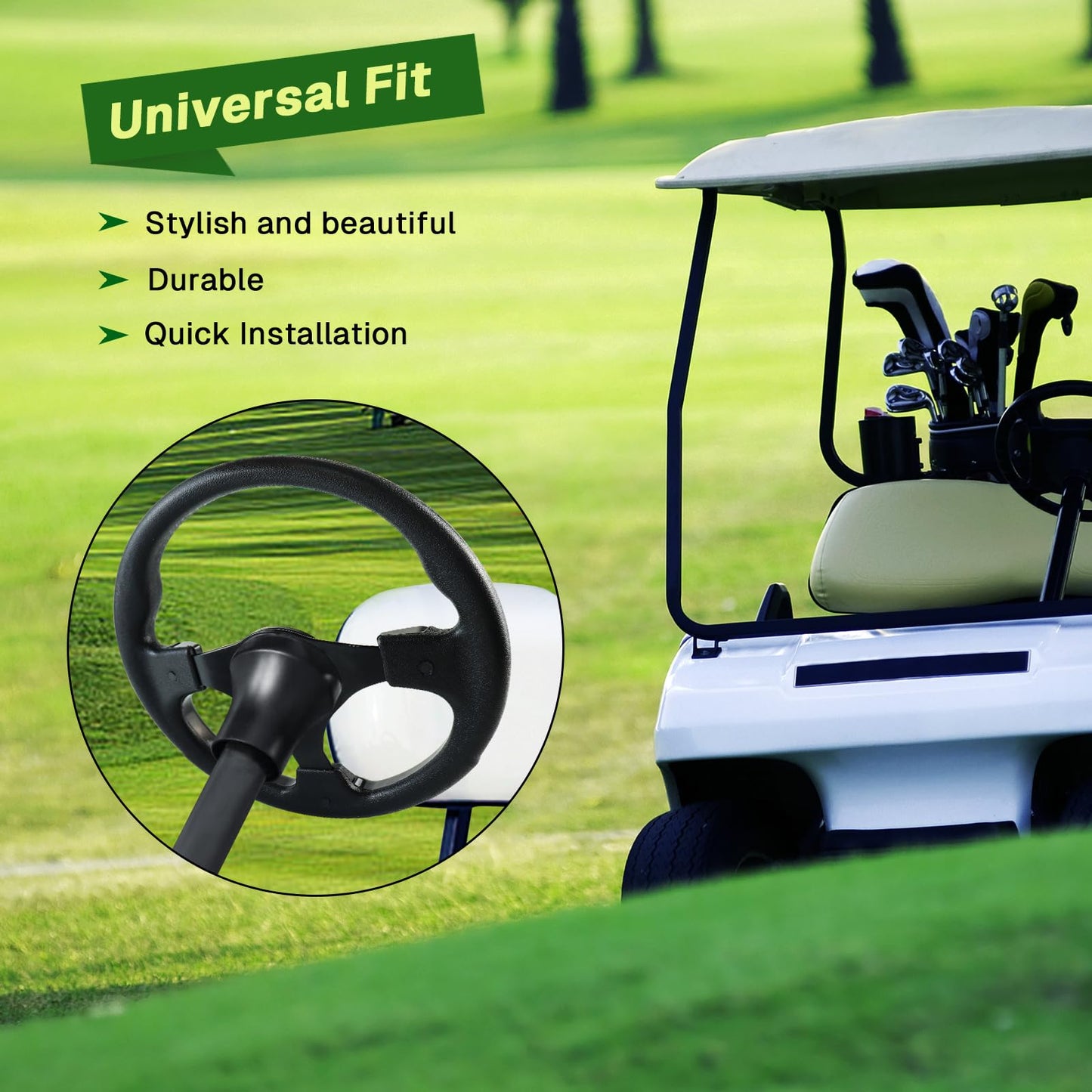 VOONKE Golf Cart Steering Wheel and Golf Adapter for EZGO TXT & RXV Golf Carts Adapter Skid -(5156BLACK)