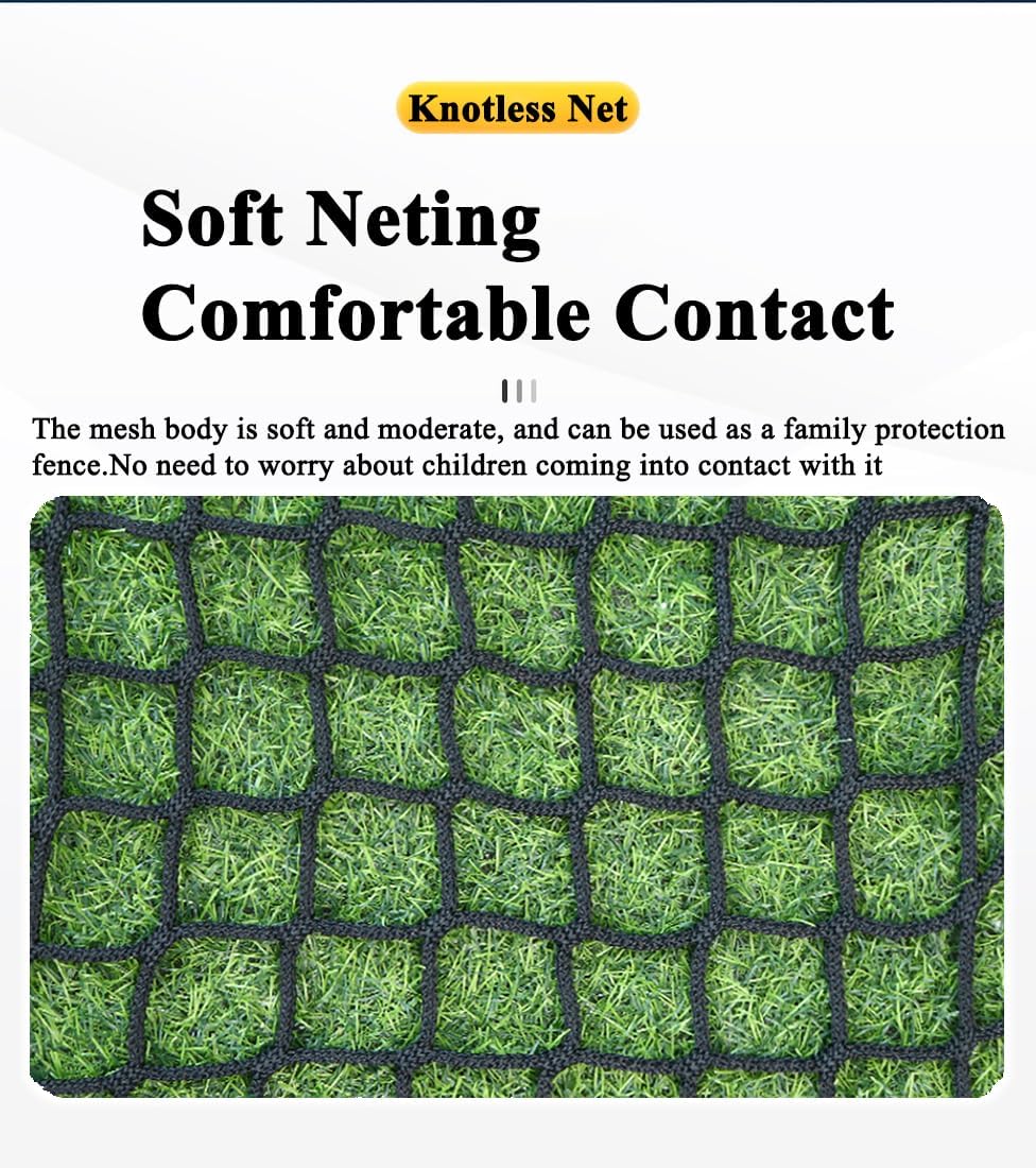 Skiennix Black Safety Rope Net - Knotless Protective Guardrail Net for Kids | 0.5m x 2m (1.64ft x 6.56ft)