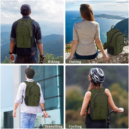 ZOMFELT Hiking Backpack for Women Men, 15L Lightweight Packable Backpacks for Trip, Water Resistant Small Travel Backpack, Foldable daypack for Hiking, Walking, Cycling, Camping, Green