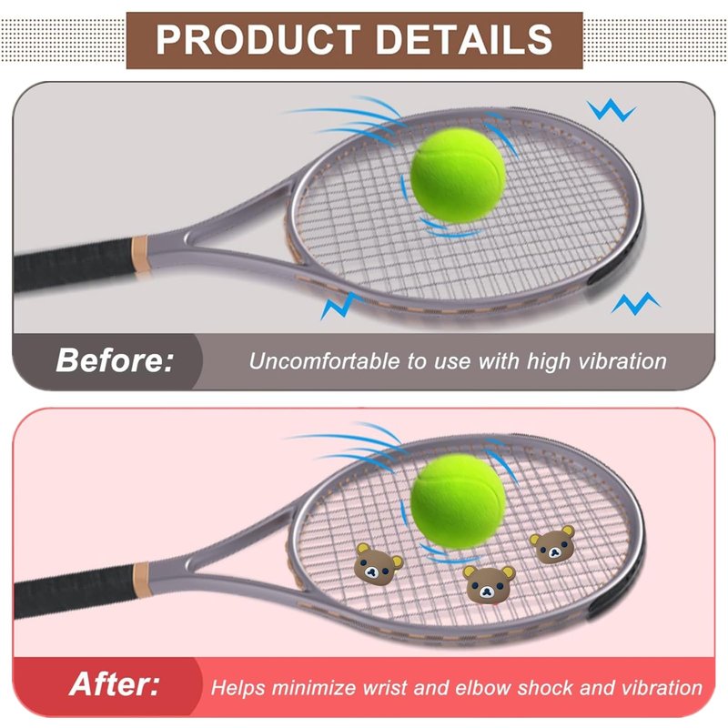 NXPpiULeh 2 PCS Tennis Dampener Cute Tennis Racket Dampener Tennis Shock Absorber Animal Tennis Vibration Dampener Dampener Tennis Racquet for Tennis Accessories(Bear)