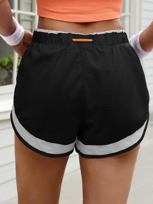 Fisoew Women's Athletic Shorts - 2-in-1 Running & Yoga Shorts with Pocket | High Split Color Block Design