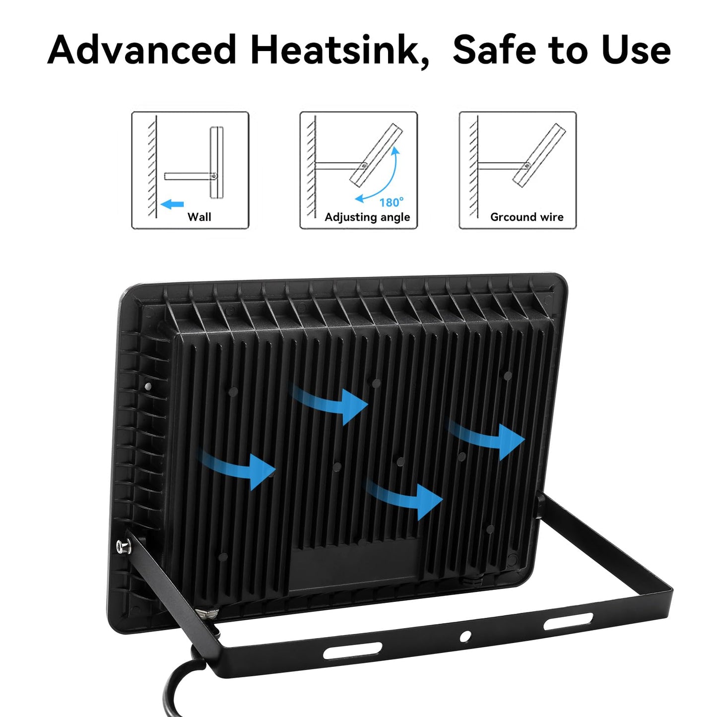 2Pack-250W LED Flood Light Outdoor,27500lm LED Work Light with 6FT US Plug,IP66 Waterproof Exterior Security Lights,6000K Daylight White Outside Floodlights Slim Design for Playground Yard Stadium