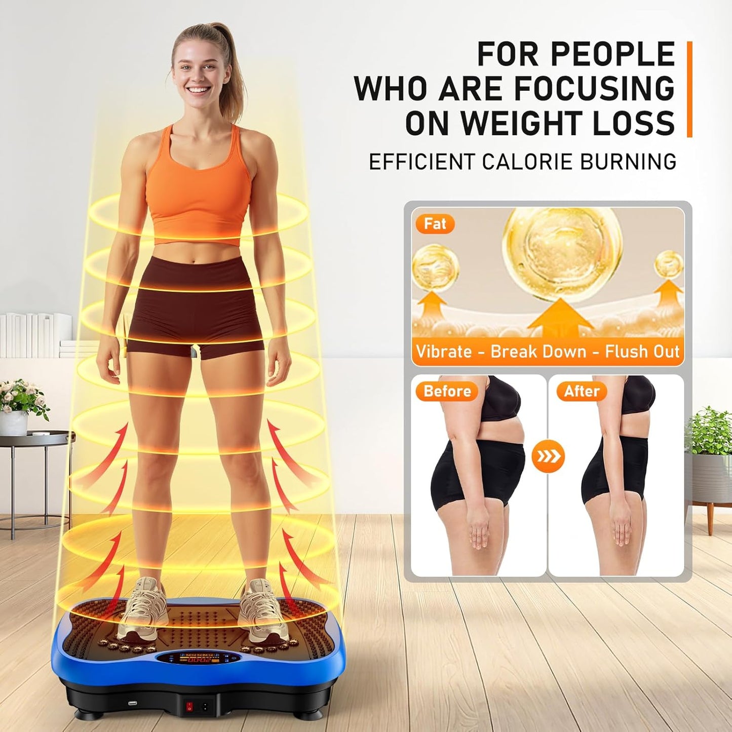 Skiennix Vibration Plate Exercise Machine - 130 Levels for Full Body Workout & Weight Loss | 450 Lbs Capacity with Resistance Bands & Bluetooth