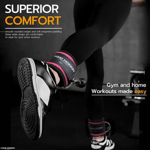 Comfortable Adjustable Ankle Straps - Glute Cuff for Cable Machines | One Size Fits All