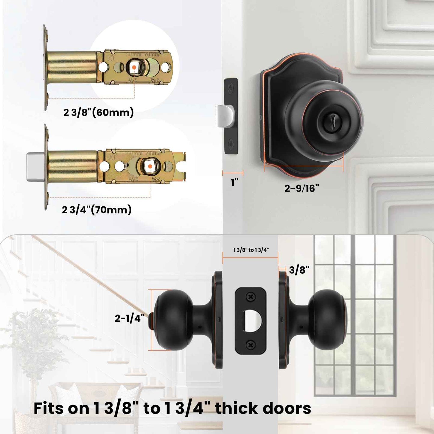 Haidms Keyed Entry Bronze Door Knob Interior, Exterior Locking Door Knobs, Oil Rubbed Bronze Exterior Doorknobs with Lock and Key, 1 Pack