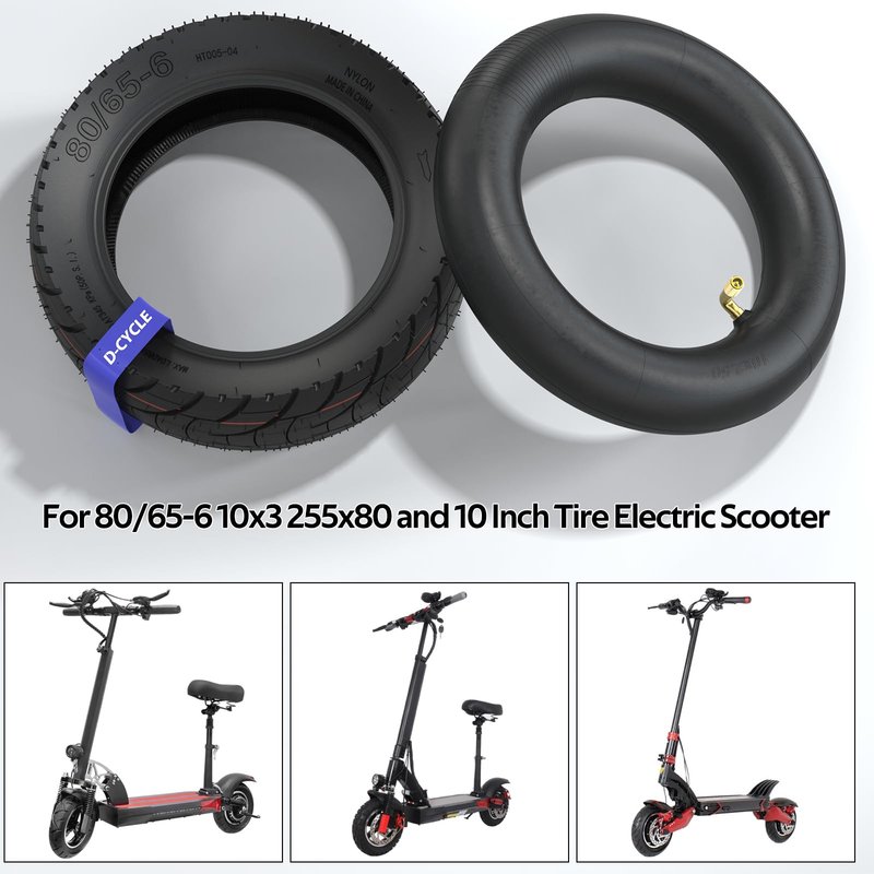 Scooter Tires 10x3 80/65-6 City Road Tire with Inner Tube Motorcycle & Electric Scooter Tires Compatible With Apollo 2022 Explore Kugoo M4 E-Bike 255x80 Tire