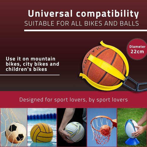 KIK BALL, Bicycle Ball Holder, Safety Device for Children and Teenagers, Easy-to-Apply Holder, Suitable for Footballs, Volleyballs, Basketballs and Rugby Balls, Green