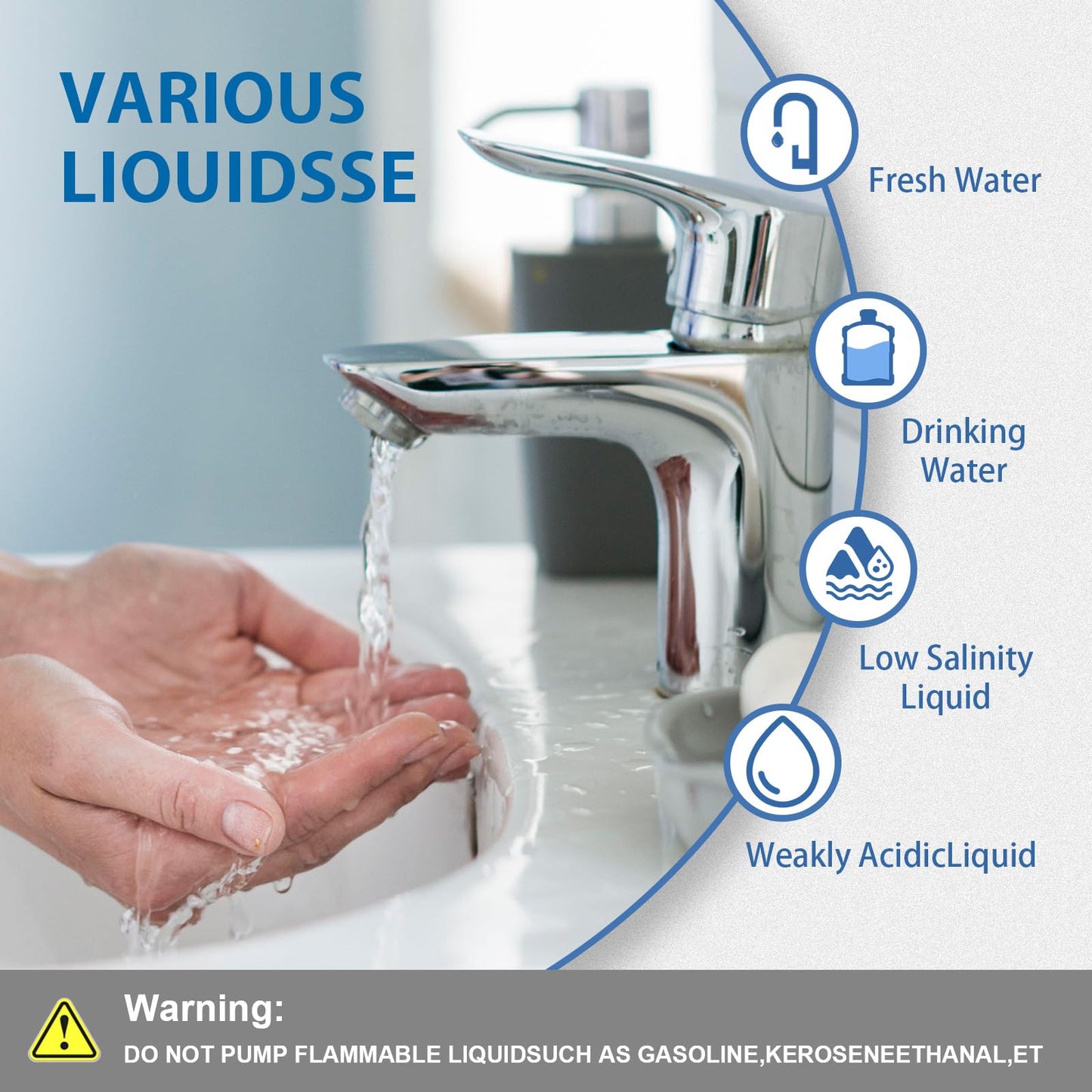 WASSERMANN 115V AC Fresh Water Pressure Booster Pump, 5.5 GPM 60 PSI,Self-Priming Diaphragm Pump with 8.2 FT Power Cord & Plug, Pressure Switch, for Garden Kitchen Bathroom RV Marine Camper, 1/2" NPSM