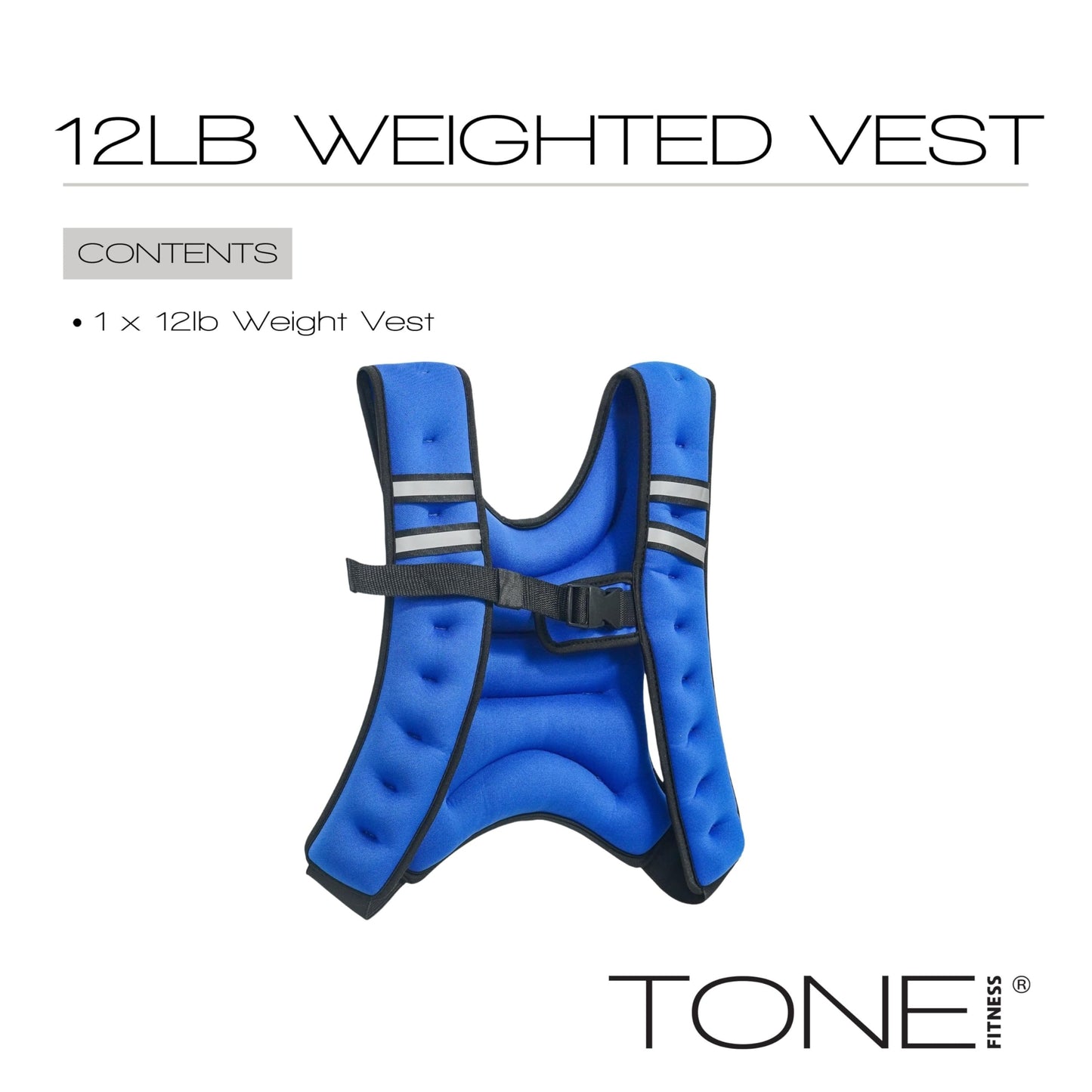Tone Fitness HHWV-TN012 Weighted Vest, 12 lbs, Blue