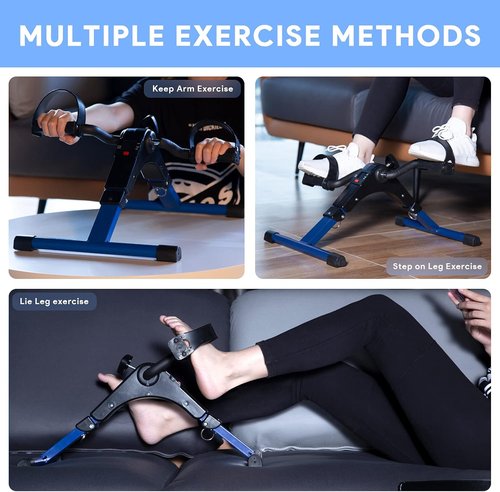 Folding Pedal Exerciser - Mini Under Desk Bike with LCD Display for Arms & Legs Workout | Portable Design for Adults & Seniors