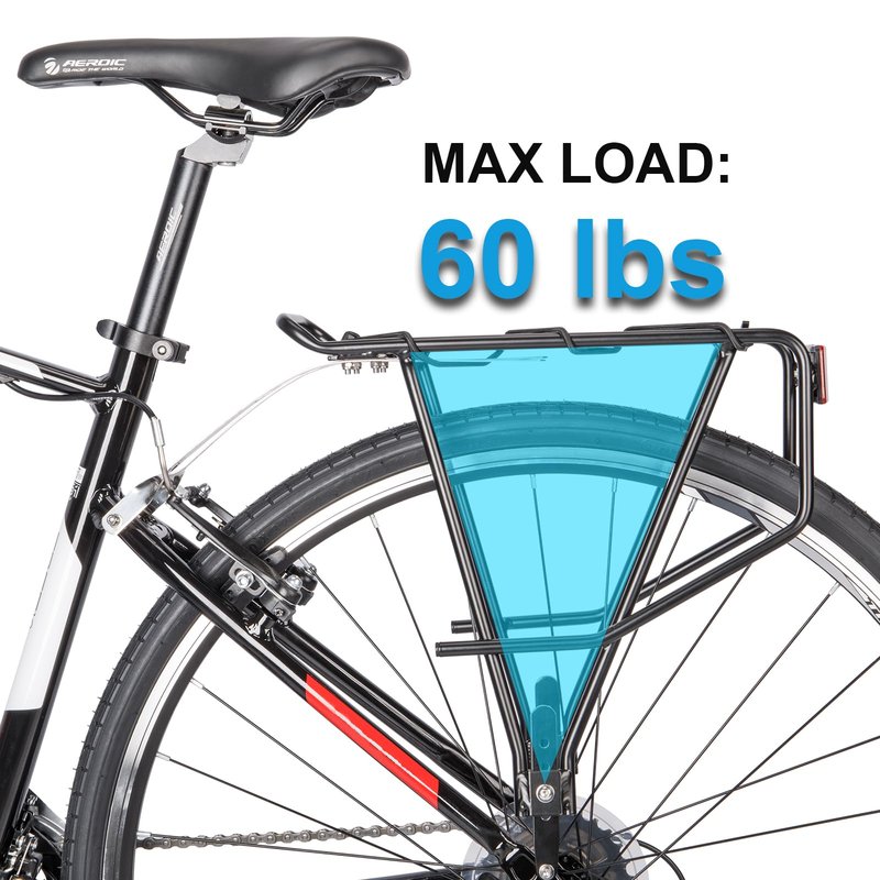 Rear Bike Rack - Bike Cargo Rack for Flat Mount Disc Brake/Non-Disc Brake Mount - Large Capacity Bicycle Pannier Rack (Narrower)