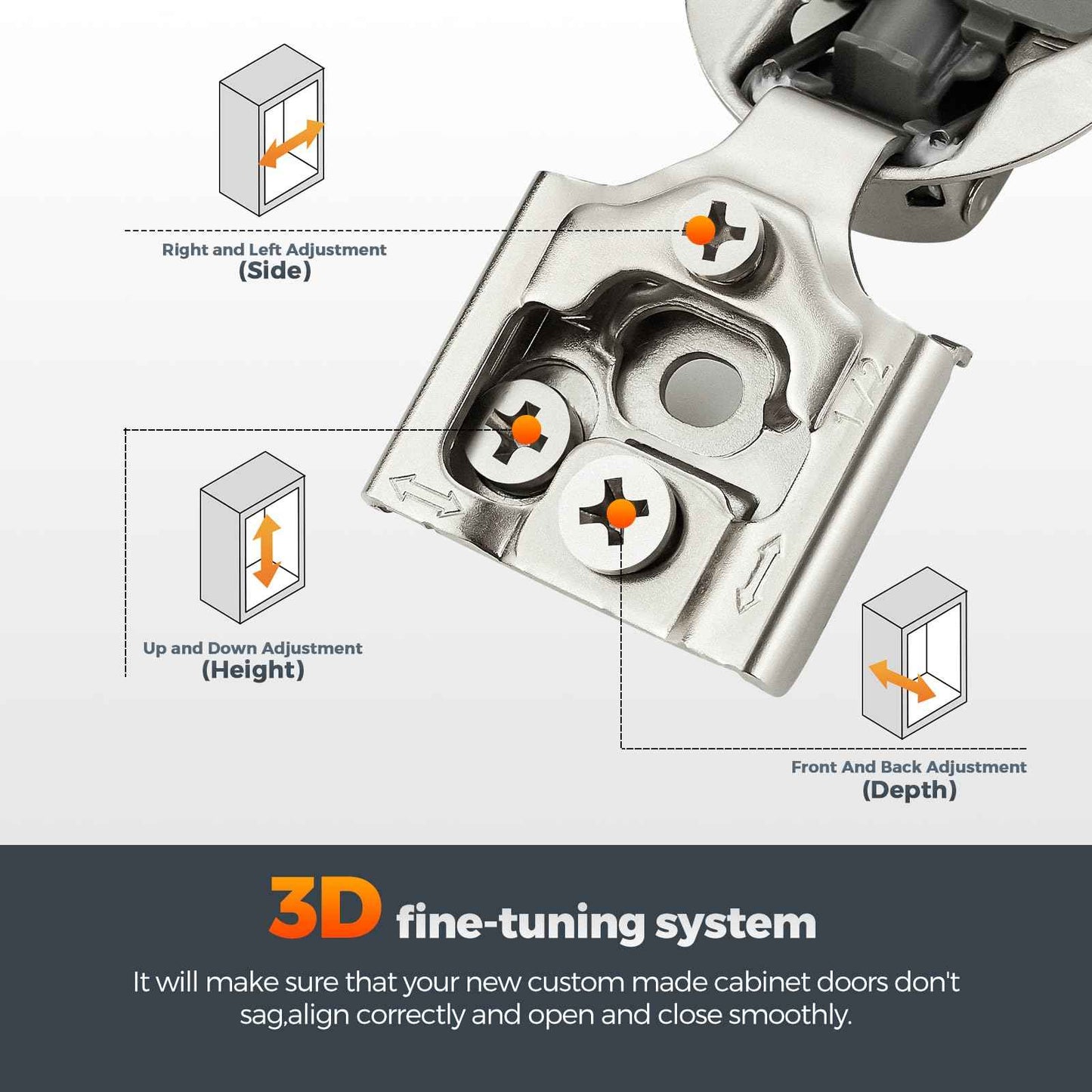 Home Expert 10 Pack (5 Pairs) 1/2" Overlay Soft Close Cabinet Hinges, Satin Nickel Stainless Steel Concealed Hinges with 3D Self-Closing for Face Frame Doors & Kitchens
