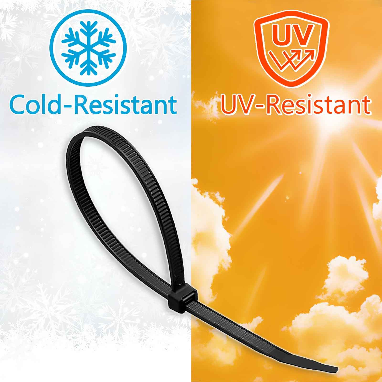 Zip Ties 10 inch (1000 Pack), Black Cable Ties, 45lb Tensile Strength, Wire Ties, Glufirm