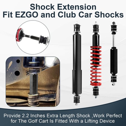 Golf Cart Shock Extension Rod fit EZGO TXT Club Car with Lifts Kit or Modifications to Raise the Body, M10*1.25 Thread Size M10, Slope 1.25mm Shocks OEM 70928-G01, 76418-G01, 70630-G01 Black