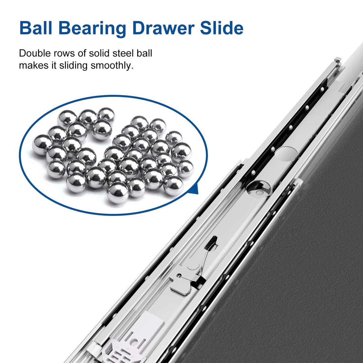 VADANIA 20" Industrial Grade Heavy Duty Drawer Slide with Lock #VD2576, 3" Widening Up to 476lb Load Capacity, 3-Fold Full Extension, Ball Bearing Lock-in & Lock-Out, Side Mount, 1-Pair