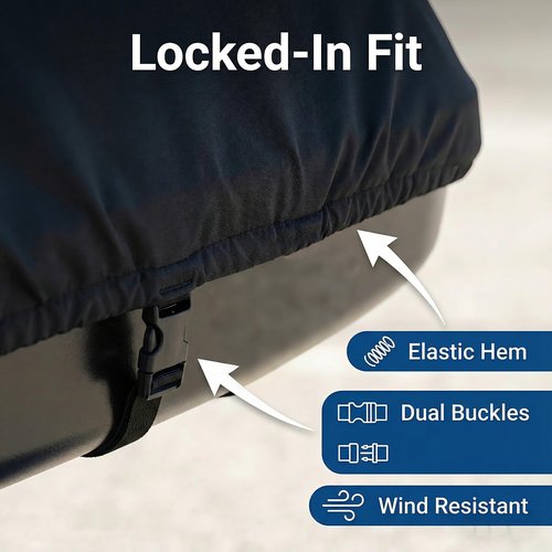Roof Box Cover, Dimensions: 77 x 35 x 17 Inches Universal Waterproof, Dustproof, UV-Resistant, Scratch-Resistant Roof Box Cover Compatible with Thule, Perflex, Yakima Brands Bottom Snap-On Design