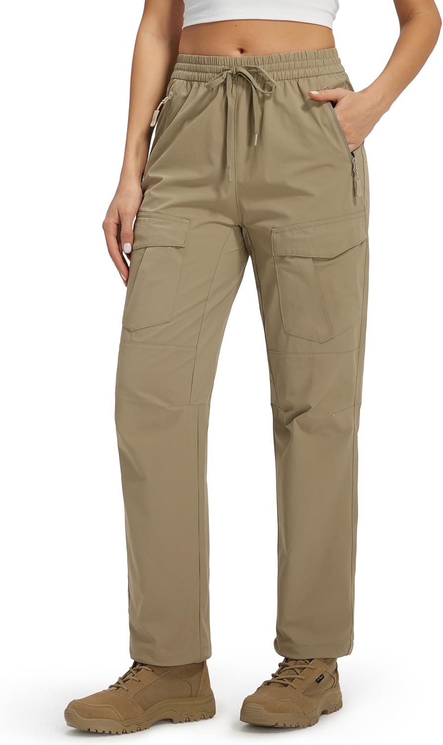 Skiennix Women's Hiking Pants - Quick Dry Lightweight Cargo Joggers with Zipper Pockets | Water Resistant