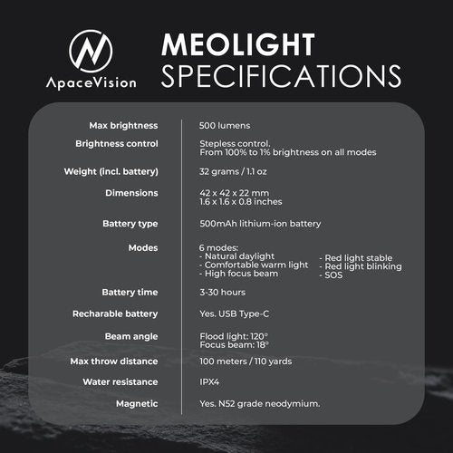 MEOLIGHT 500 Lumen Light for Running, Dogs, Walking - Wearable Flashlight Chest LED Safety Light for Dog Collars, Bike Tail Lights, Hiking, Camping - Reflective Accessories (1x Meolight)