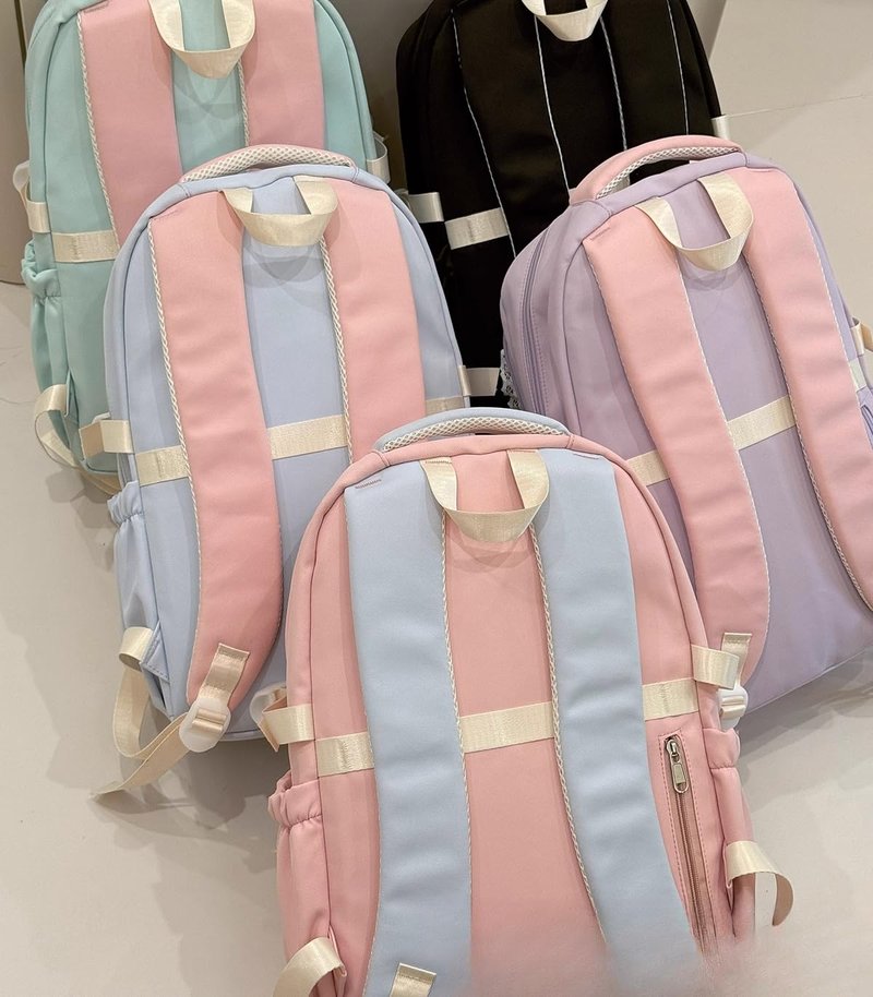 ZQW Kawaii Cute Backpack for Women Y2K Aesthetic Anime ITA Bag with Lace Trim Badges Display Clear Panel Casual Daypack (Blue)