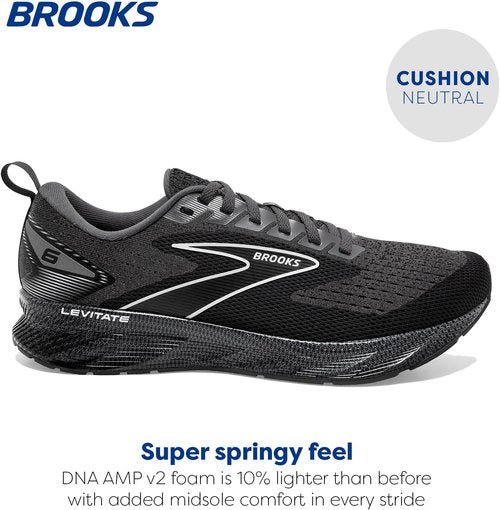 Brooks Men’s Levitate 6 Running Shoe - Lightweight Comfort in Blackened Pearl/Ebony - Size 8.5 Medium