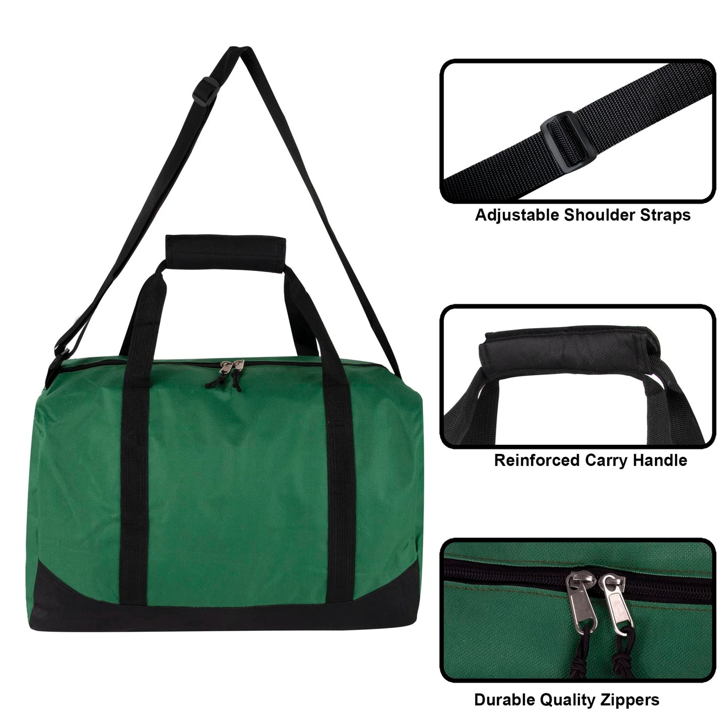 30 Liter, 17 Inch Canvas Duffle Bags for Men and Women – Travel Weekender Overnight Carry-On Shoulder Duffel Tote Bags (Green)