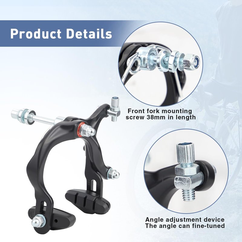 MEGHNA Bike Caliper Brake Set Aluminum Alloy Front and Rear Bike Brake Lever C Brake Set with Cables and Brake Pads Rim Brake for BMX Hybrid Bike Cruiser Bike Mountain Bike (Front and Rear Set)