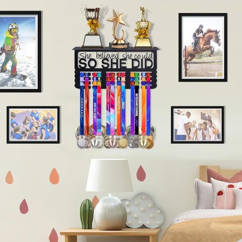Biggun Medal Display Shelf - Easy Install Trophy Holder for Running & Wrestling Medals | Sturdy Metal Design