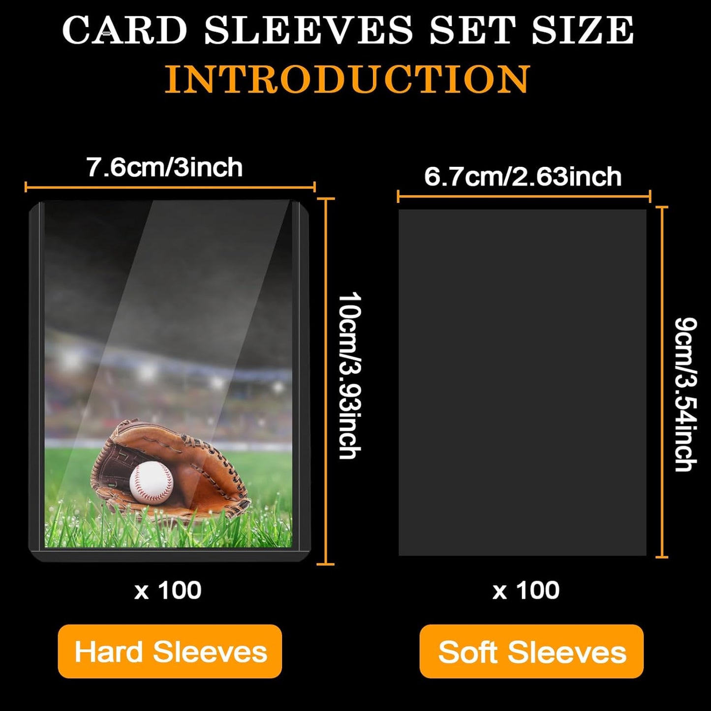 Skiennix 200 Card Sleeves - Top Loaders & Soft Sleeves for Trading Cards | Standard 3" x 4" Size