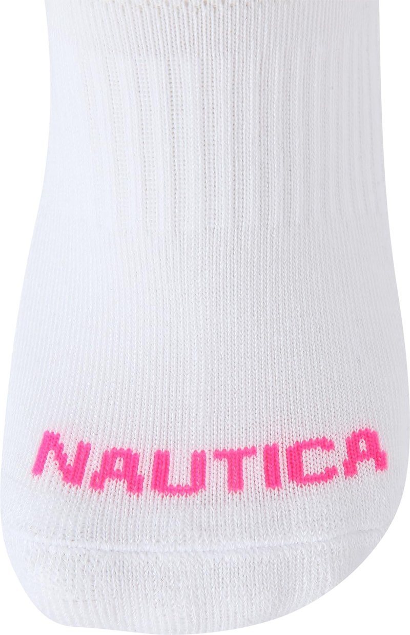 Nautica Womens Low Cut Socks - 6 Pack Breathable Mesh Cushioned Athletic Performance No Show Socks for Women, Size 4-10, Pink/White/Grey