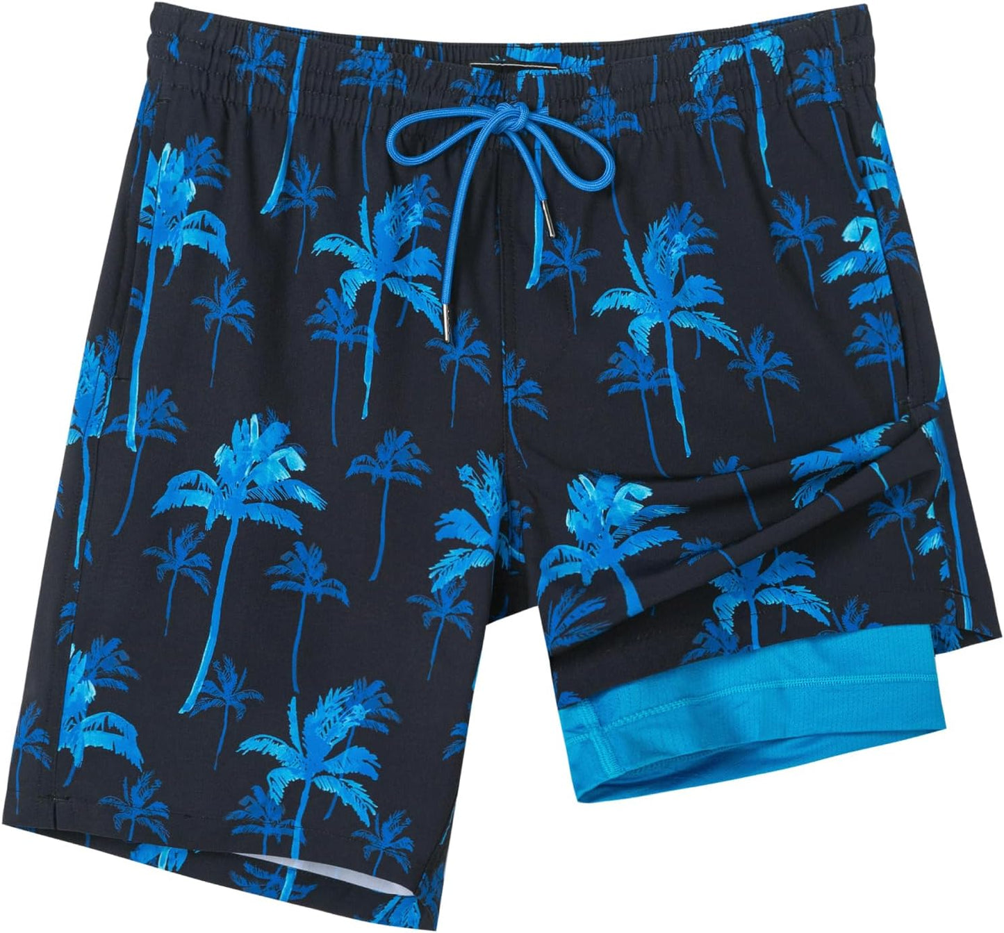 SURF CUZ 9" Mens Swim Trunks with Compression Liner Bathing Suits 2 in 1 Stretch Zipper Pockets Quick Dry