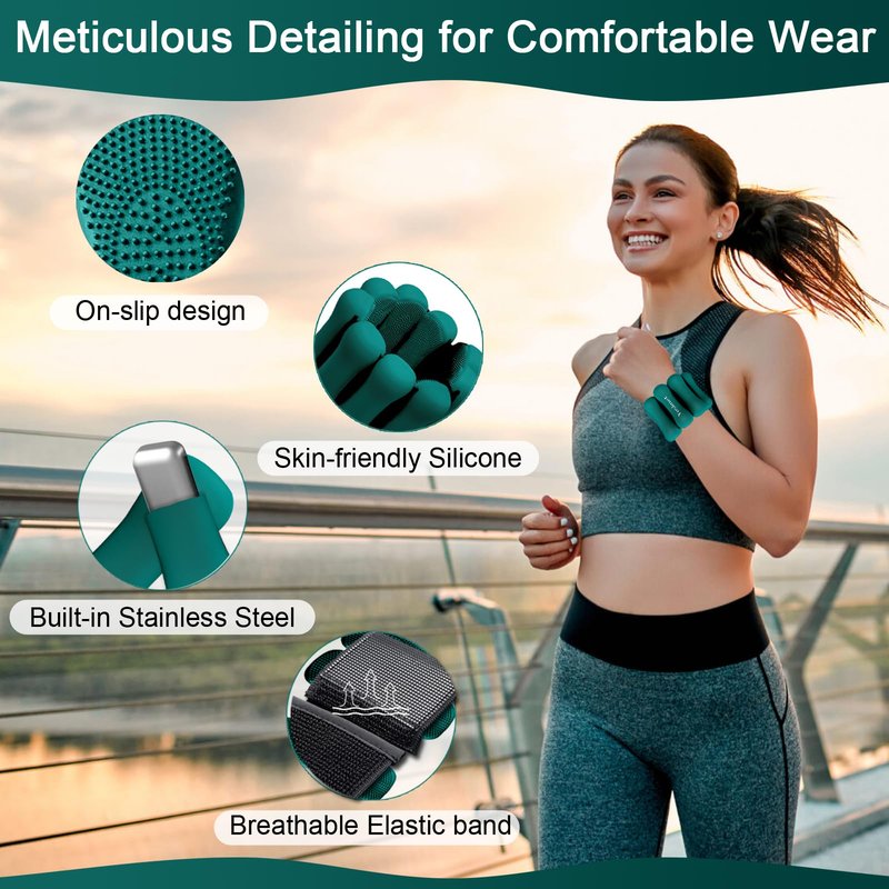 Wrist and Ankle Weights for Women Men, Adjustable Ankle & Wrist Weights Set of 2 (1Lb Each), Wearable Arm & Leg Weighted Bracelets for Home Yoga, Walking, Running, Dance, Gym, Pilates, Aerobics
