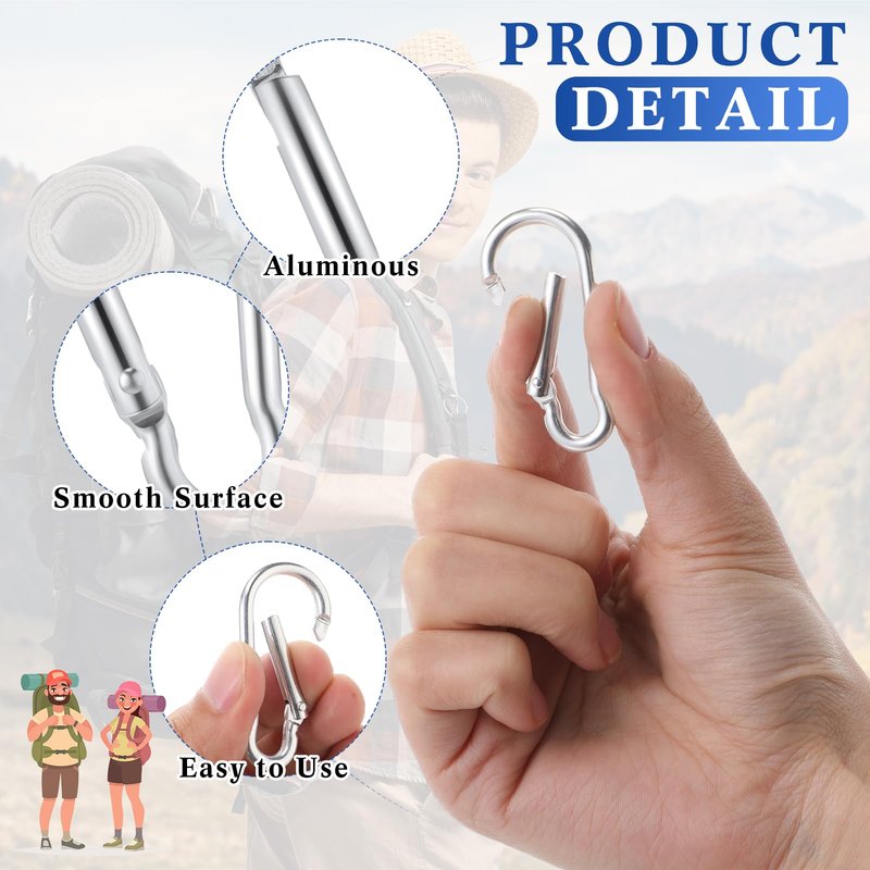 Yaocom 500 Pcs 2" Spring Snap Hooks Bulk Small Aluminum Alloy Clip Keychain Spring Snap Hook for Hanging Camping Hiking Traveling Fishing Outdoor (Silver)