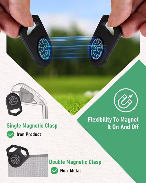 BIG TEETH Magnetic Microfiber Golf Towel, Golf Towel with Clip, Golf Towels for Golf Bags, Men