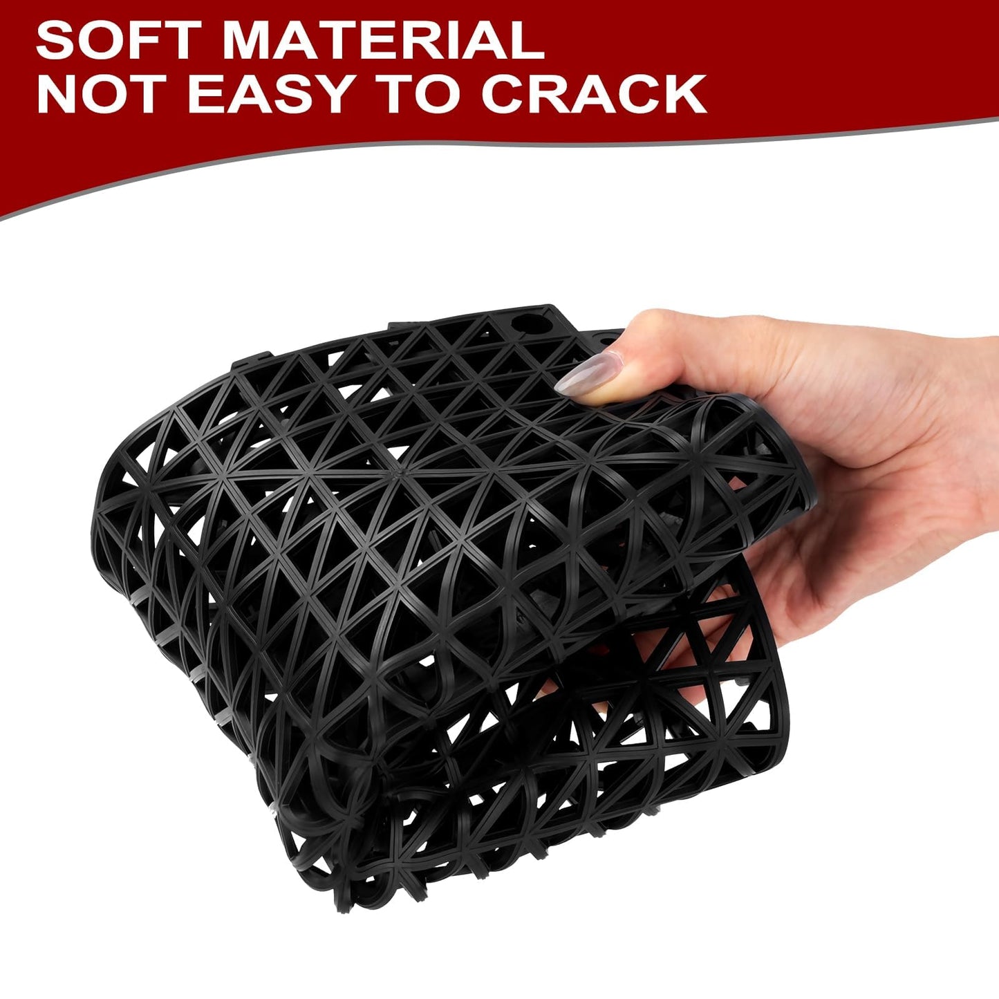 48 PCS Modular Interlocking Cushion, 12" x 12" Interlocking Rubber Floor Tiles with Hole Rubber Mats Drainage Mat, Non Slip Pool Deck Mat Outdoor for Drain Deck Pool Patio (Black)