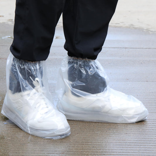 10 Pairs Shoe Covers Boot Covers Disposable Non-Slip Waterproof Shoe Covers, Thickened Waterproof Shoes Covers, Plastic Boot and Shoe Covers for Men and Women (Transparent)