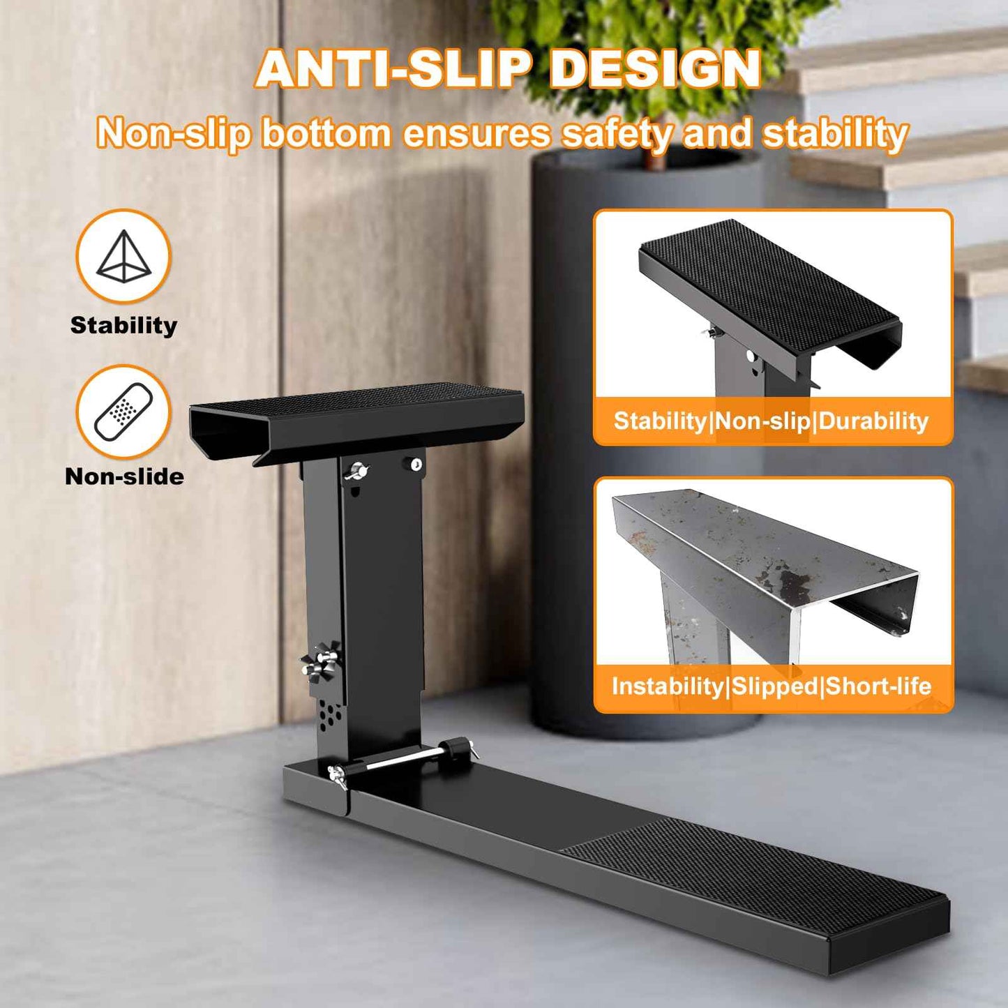 Foldable Heavy Duty Ladder Extender Plus-Adjustable Height 13.4-19.1", Ladder Leveler for Stair-Ladder Aide-Ladder Leveler for Extension Ladders with 27x5.63" Platform-Non-Slip Mat-Holds up to 880lbs