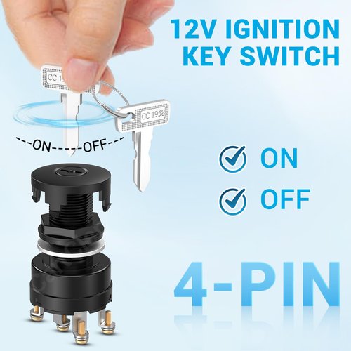 CartClan Ignition Key Switch for Club Car DS 1996-up Gas Golf Cart OEM# 101826301 4-pin