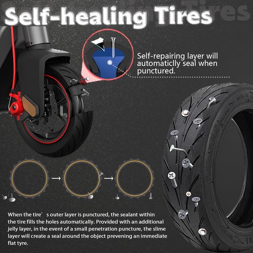 Felixstory 10 Inch Tire, 10x2.5 60/70-6.5 Vacuum Outer Tire for Segway Ninebot Max G30P G30LP/ F2 Electric Scooter, Original Tubeless Tyre, Built-in Self-repair Glue, fit for VOLPAM SP01, Hiboy S2 MAX