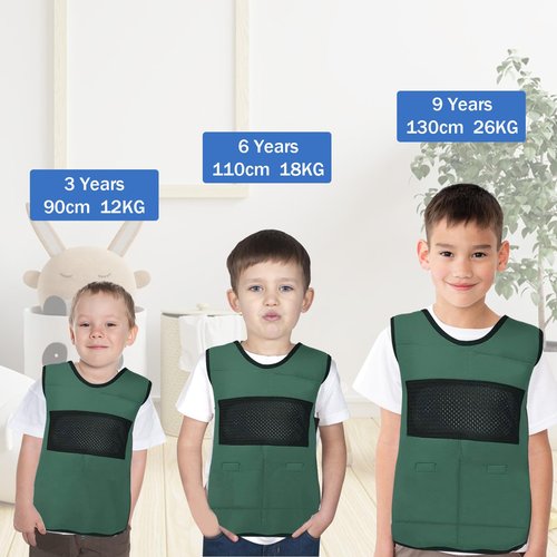 Vest for Kids Including 6 Removable Weights (Green, Small)