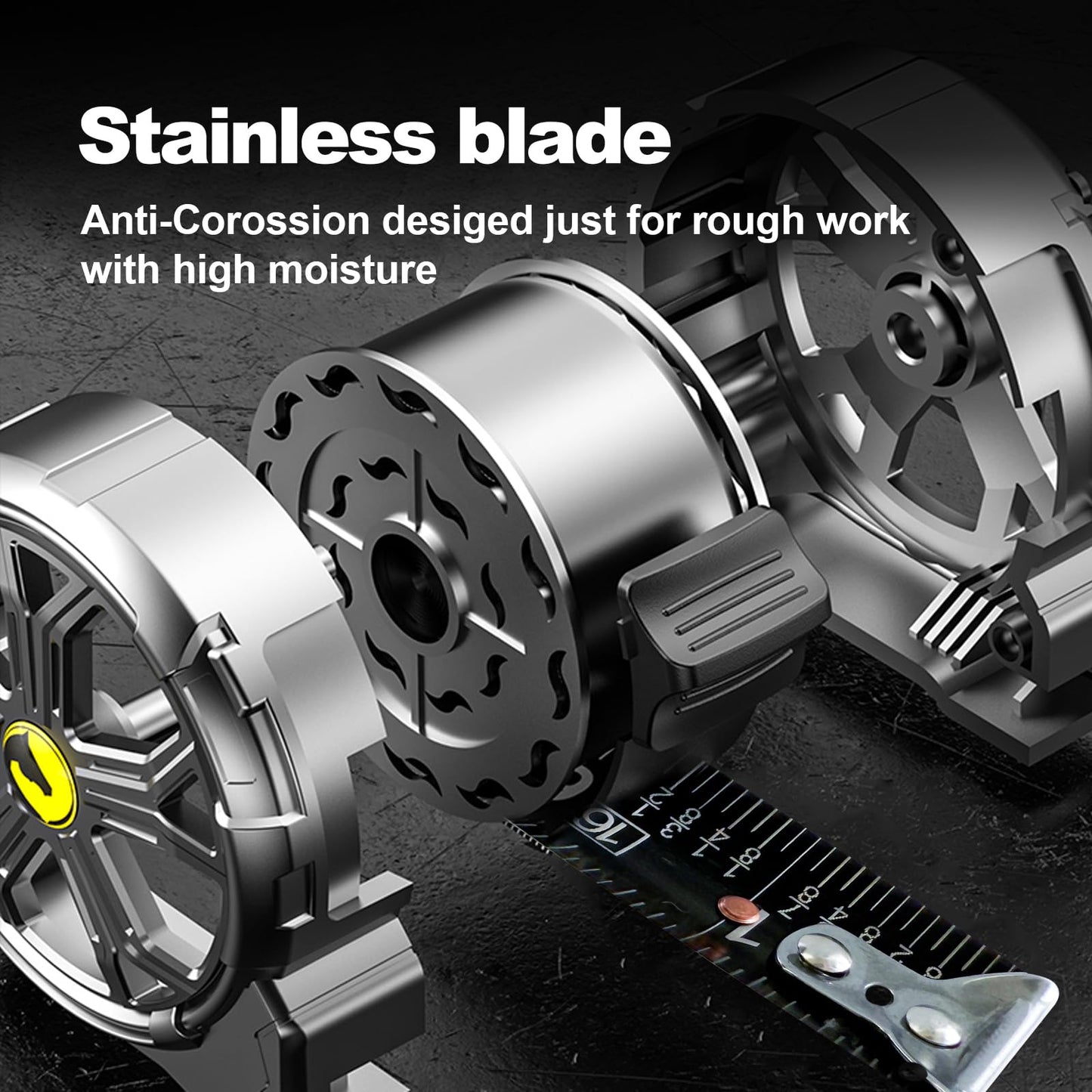 16ft Tape Measure, Stainless Steel Retractable Tape Measure, Waterproof & Rustproof Steel Measuring Tape with Hollow Design for Renovation, Construction, Carpentry (16')