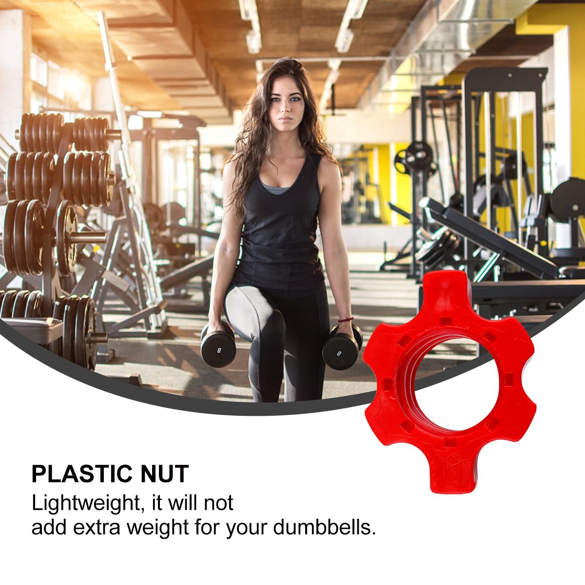 Kisangel 4Pcs Dumbbell Spinlock Collars, 1 Inch Standard Barbell Star-Shaped Nut, Non-Slip Replacement Screw Clamps for Weight Lifting Fitness Training, Red
