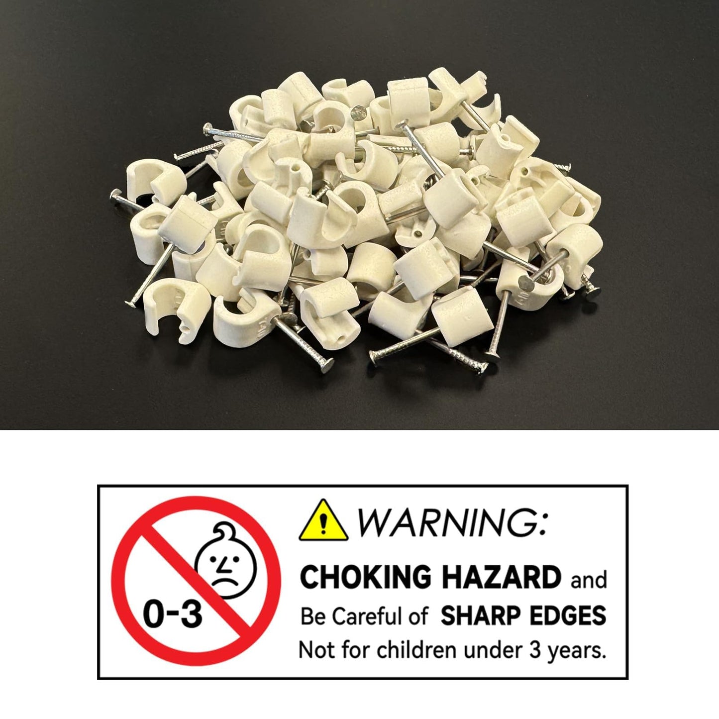 PolarPulse Black Cable Clips Pack of 200, Heavy-Duty Nail in Wire Clips, 304 Stainless Steel, UV and Weather Resistant, Cable Wire Management for Phone and Ethernet Wire, Power Cords, Tube