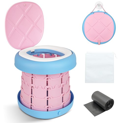 Inmorven Portable Toilet Camping Foldable Potty for Toddler Adults Kids Travel Potty for Car,Camping,Trips,Boat,Indoor,Outdoor Emergency,Travel etc,Adjustable Height Training Toilet Seat.