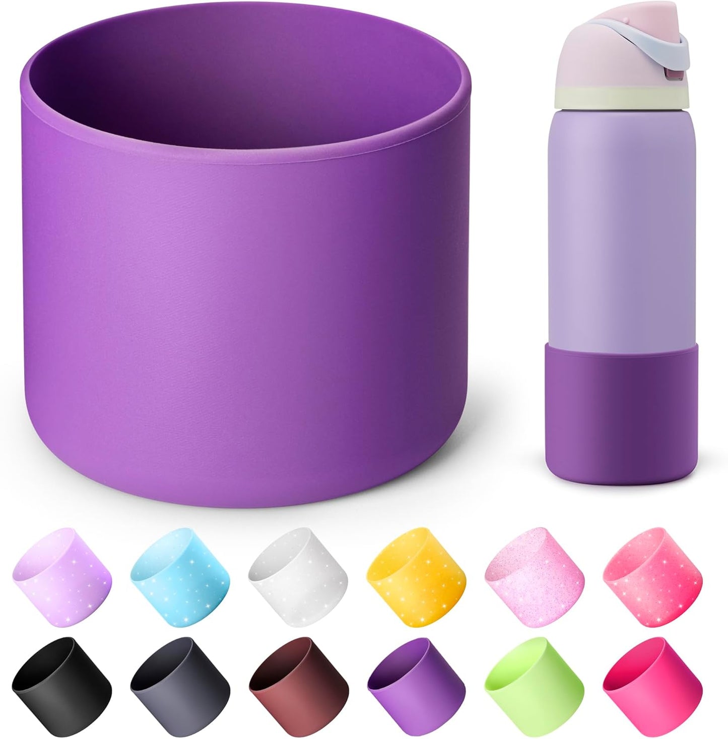 Owala Silicone Water Bottle Boot - Anti-Slip Protective Sleeve for 40 oz Stainless Steel Bottles | Purple