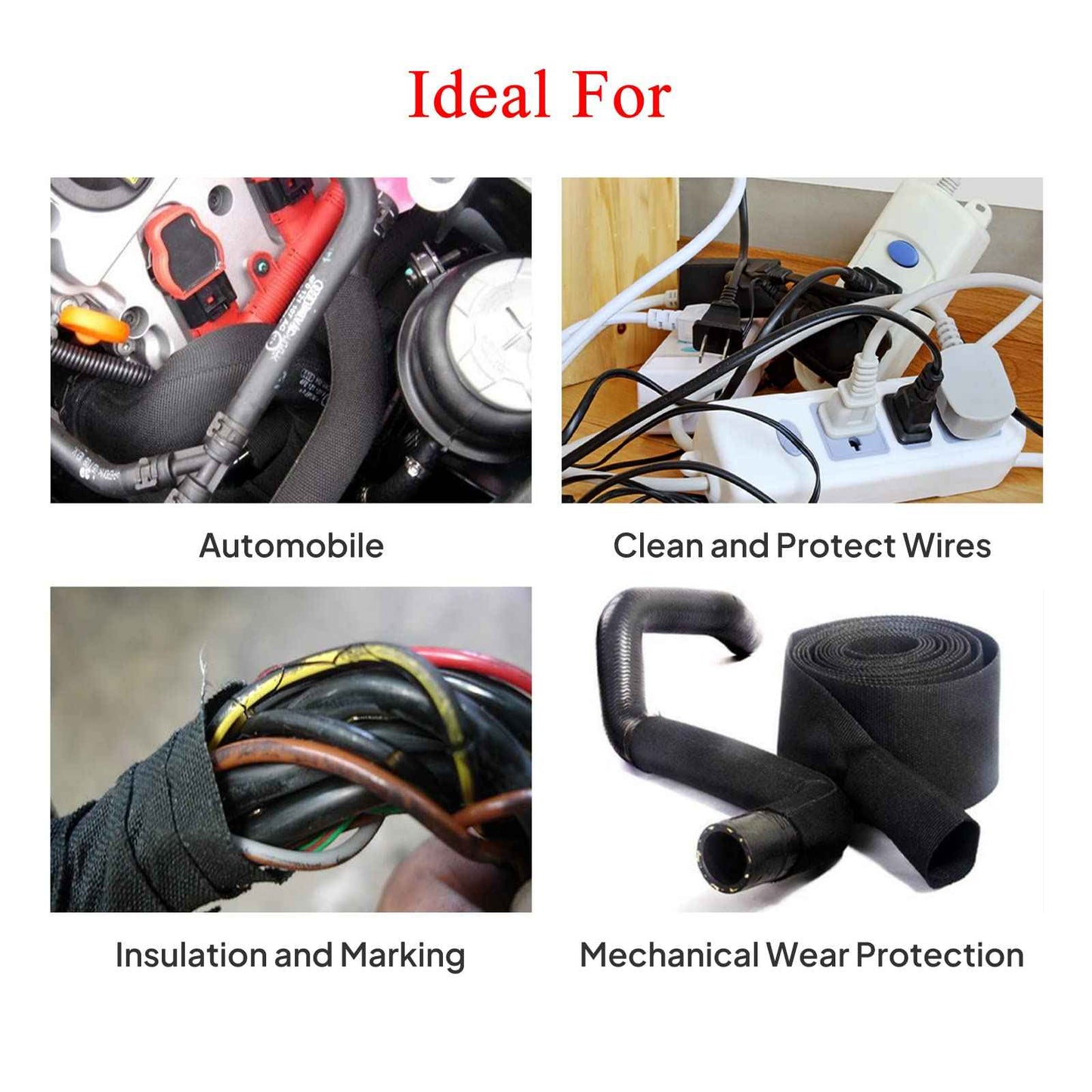 Sonoreboom 2 in 1 Heat Shrink Braided Sleeving Fabric Tubing-Ideal fit Irregular Shape Hose/Cable/Wire (3/8"(10mm), 22FT)