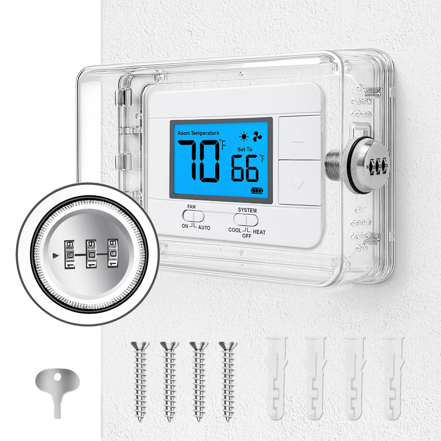 Pihode Thermostat Lock Box with Combination Lock, Universal Keyless Large Space Thermostat Cover, Fits 8.7" × 5.5" or Smaller Thermostats & Sprinkler Controllers, Sprinkler Controller Guard