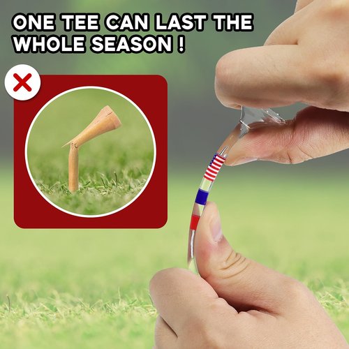 HUAEN Golf Tees, Unbreakable Golf Tees Plastic Golf Tees 3 1/4" Transparent Acrylic Long Golf Tees Bulk, 50/60/100 Pack, Reduces Friction & Side Spin, Big Cup & 8 Prongs, USA Flag Series (60 Pack)