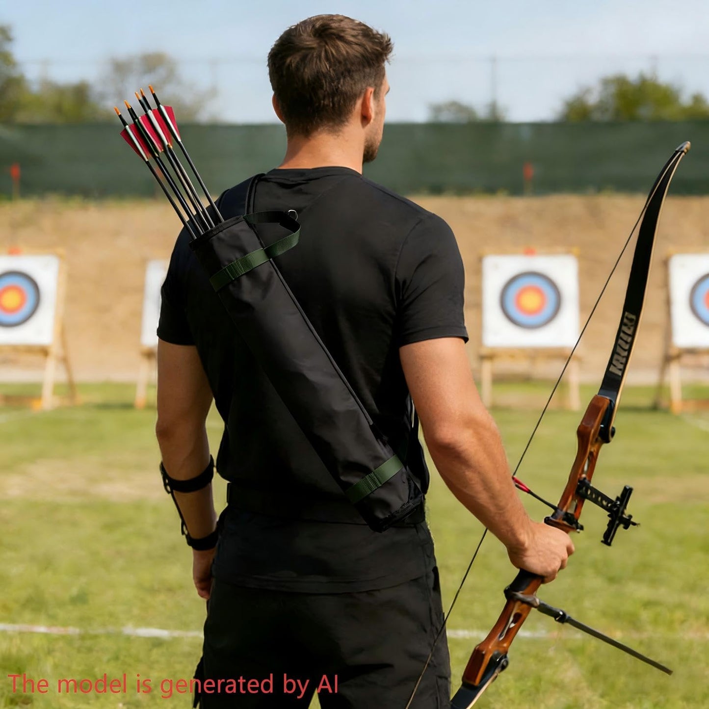 Quiver Arrow Holder, Oxford Cloth Archery Quivers, Adjustable shoulder strap Portable Arrow Quiver for Outdoor Hiking, Hunting, Training, Targeting, Cosplay, Only the Quiver Is Included (Black)
