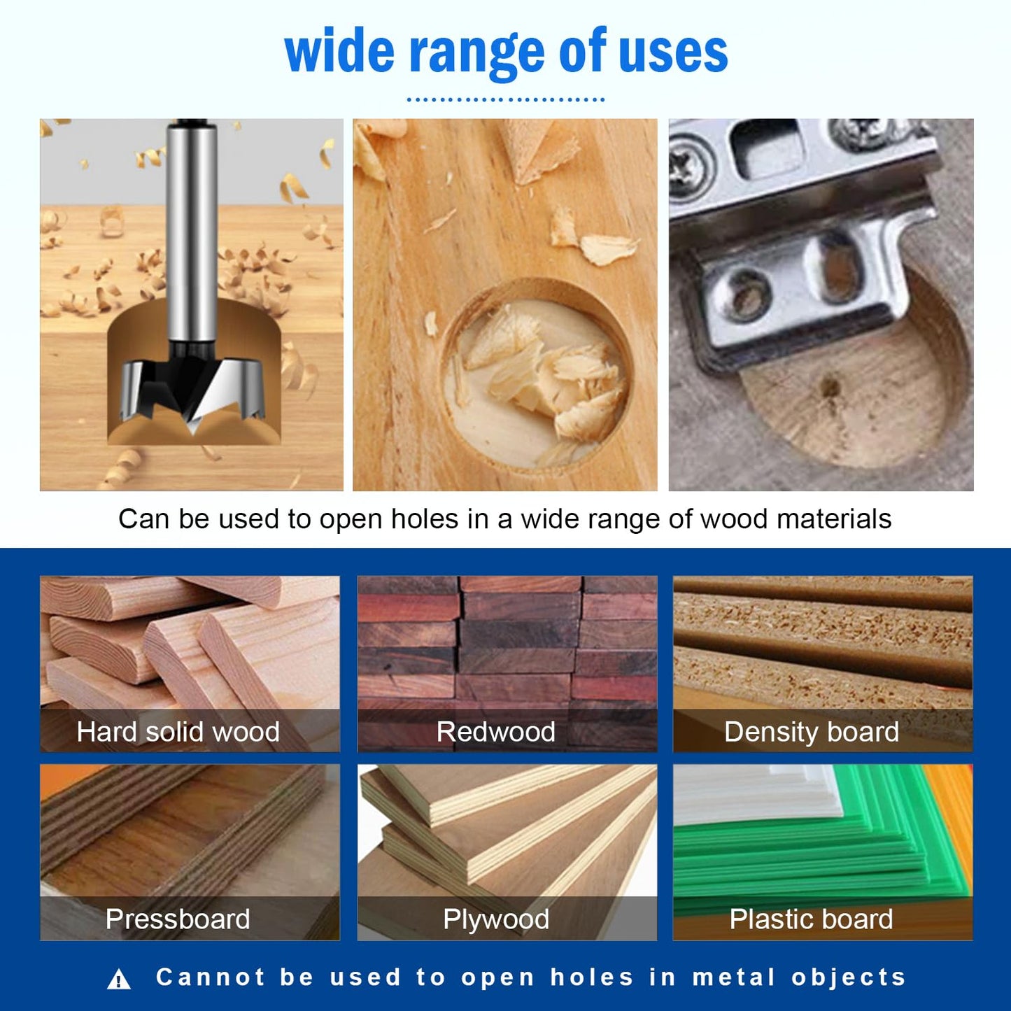 Waterspout 2 Inch Carbon Steel Forstner Drill Bits, Set of 1, Wood & Plastic Drilling, Hinge Cutter Tool with Storage Case